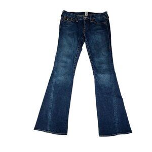 True Religion Bridget 503 Jeans Women 31 32x32 Low Boot Flap Pockets Flare